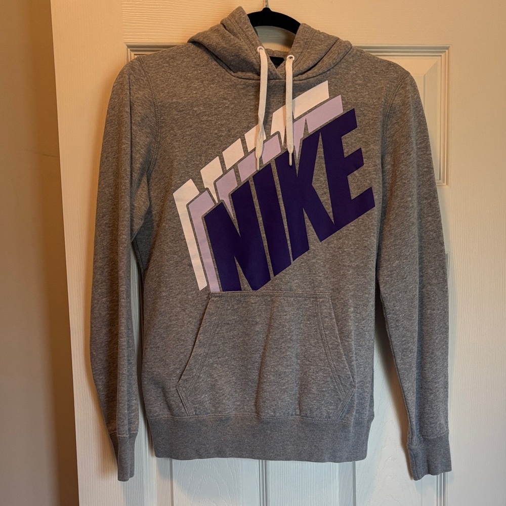 Nike Gray Hoodie with Purple NIKE Graphic